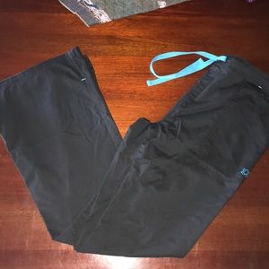 Black cotton scrub pants with draw string